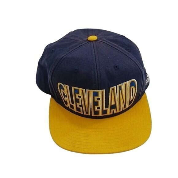 Adidas Mens OS Snapback Hat Cleveland Cavaliers Navy Gold Basketball Cap - Picture 1 of 6